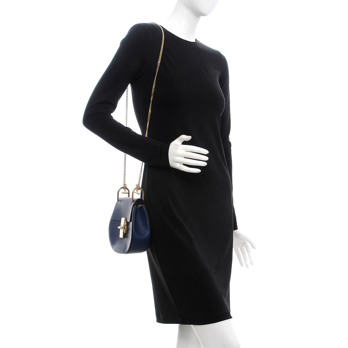 Grained Lambskin Mini Drew Shoulder Bag Royal Navy