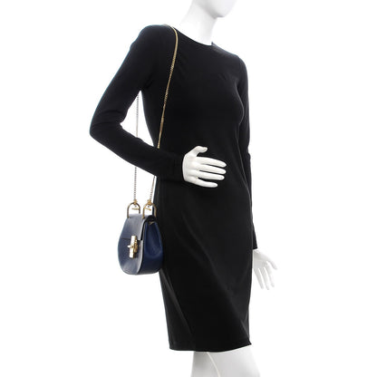 Chloe Grained Lambskin Mini Drew Shoulder Bag Royal Navy 2 of 9
