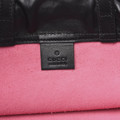 Gucci Grained Calfskin Logo Drawstring Backpack Box Pink Green Black 5 of 9