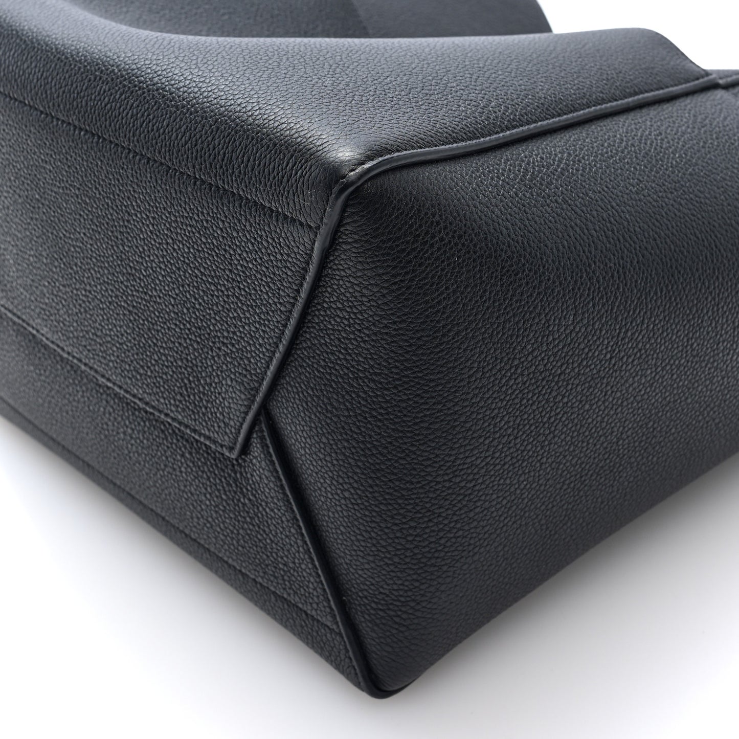 Soft Grained Calfskin Sangle Bucket Bag Black