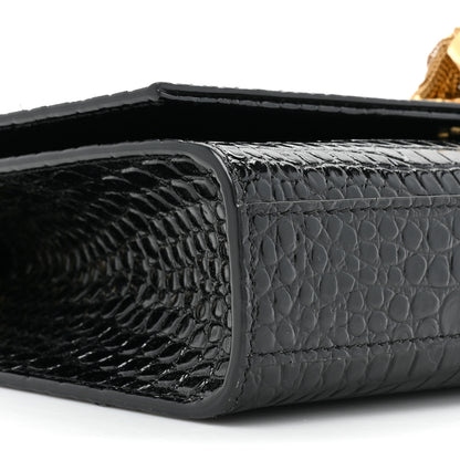Saint Laurent Calfskin Crocodile Embossed Medium Classic Monogram Kate Tassel Satchel Black 9 of 12