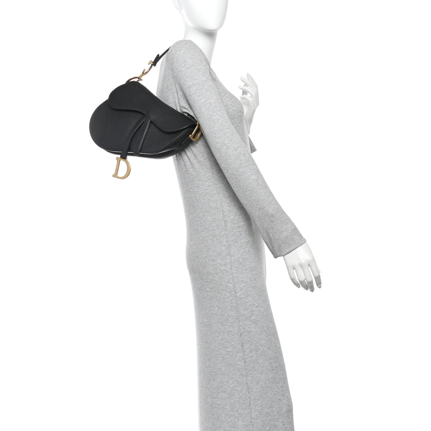 Christian Dior Grained Calfskin Saddle Bag Black 2 of 11
