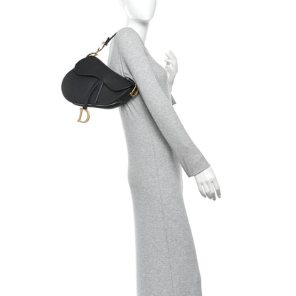 Christian Dior Grained Calfskin Saddle Bag Black 2 of 11