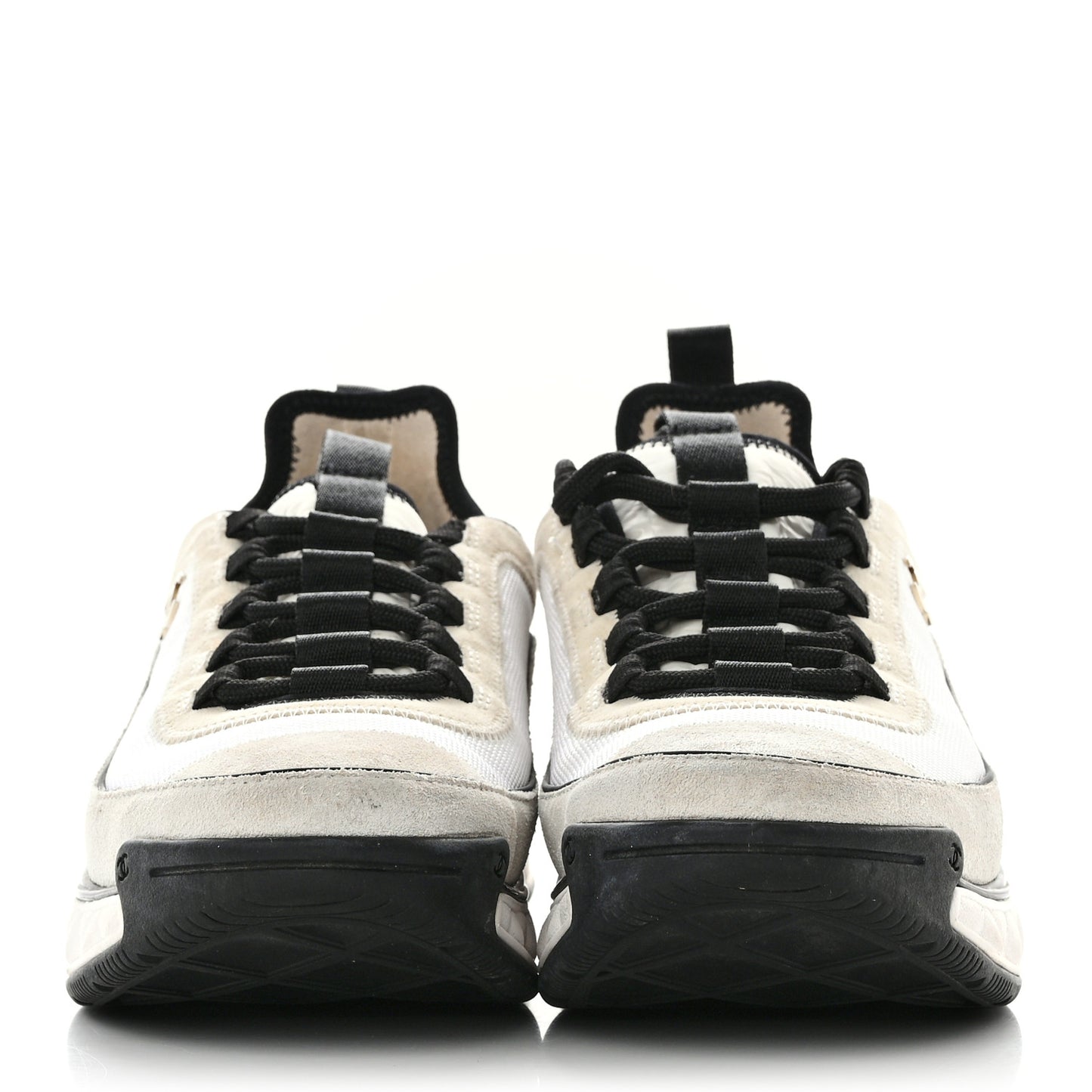 Fabric Suede Calfskin CC Sneakers 39 White Light Grey