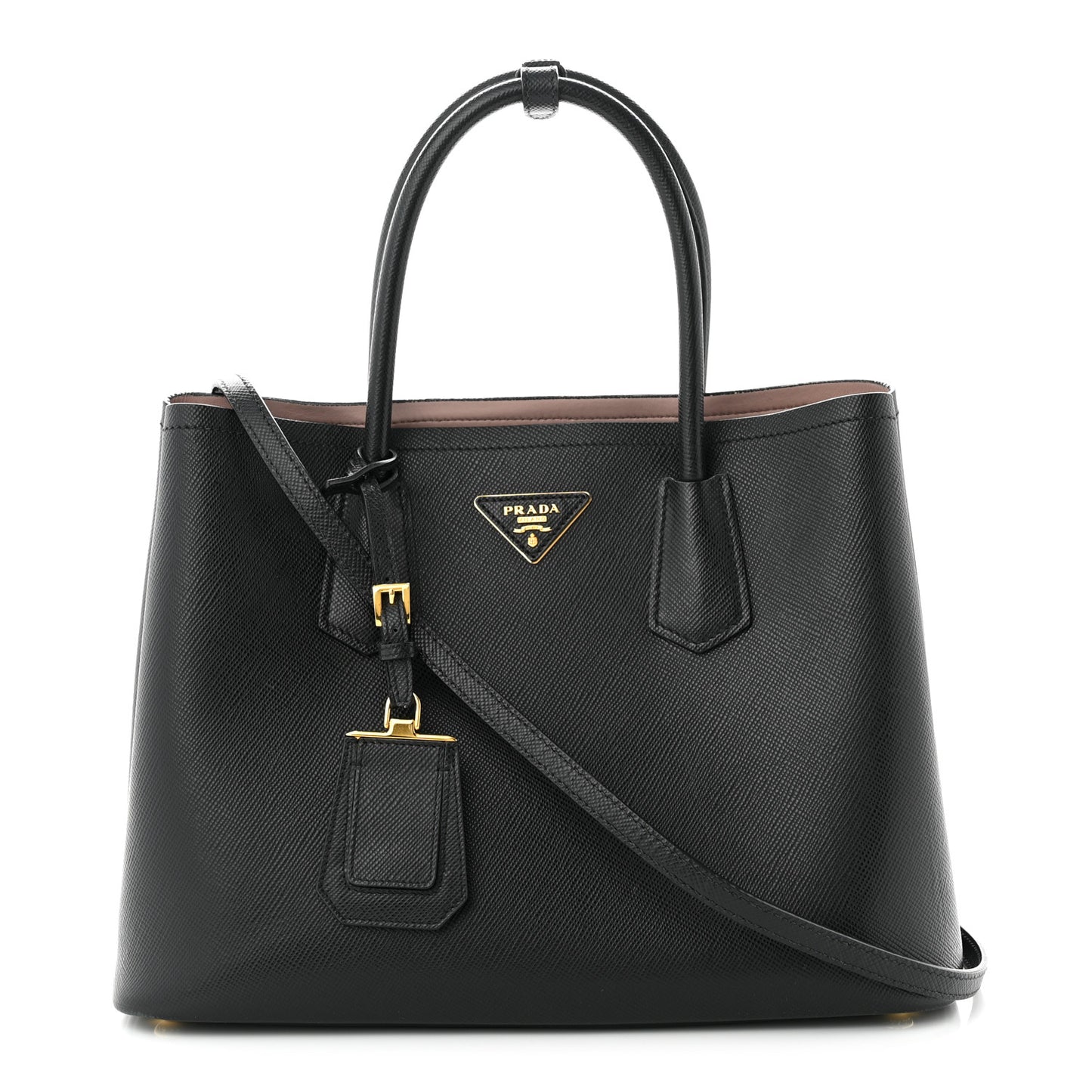 Saffiano Cuir Large Double Bag Black Mughetto