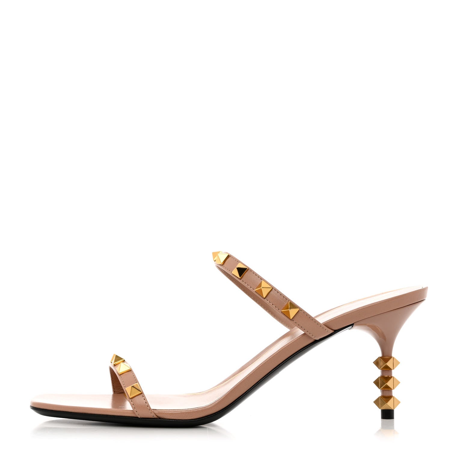Valentino Garavani Goatskin Rockstud Sculpted Heel 70mm Slide Sandals 39 Rose Cannelle 1 of 8