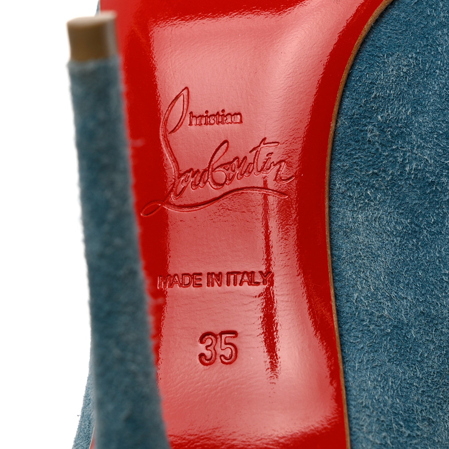 Christian Louboutin Veau Velours Pigalle Follies 100 Pumps 35 Celeste 7 of 10