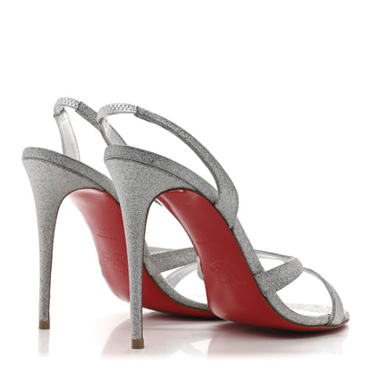 Christian Louboutin Glitter Emilie 100 Slingback Sandals 37 Silver 5 of 11
