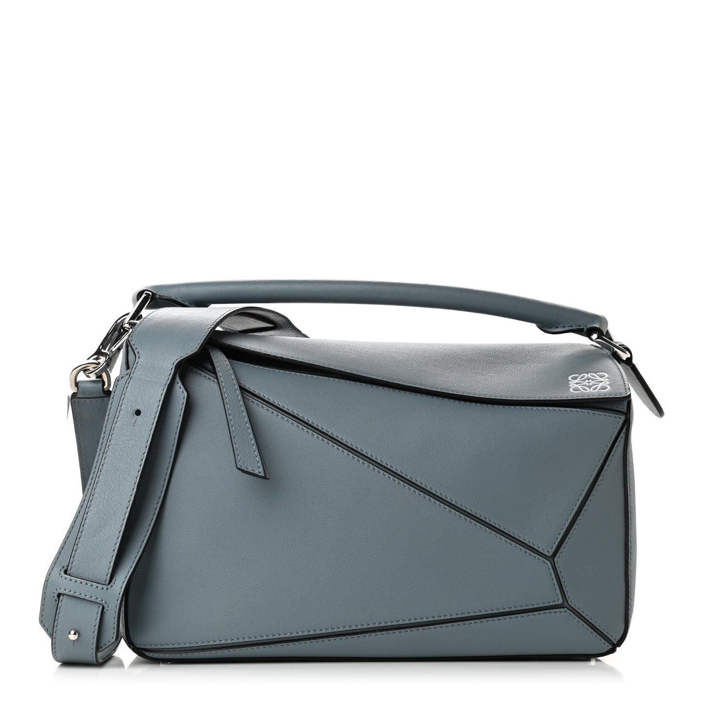 Calfskin Medium Puzzle Bag Gunmetal Light Blue