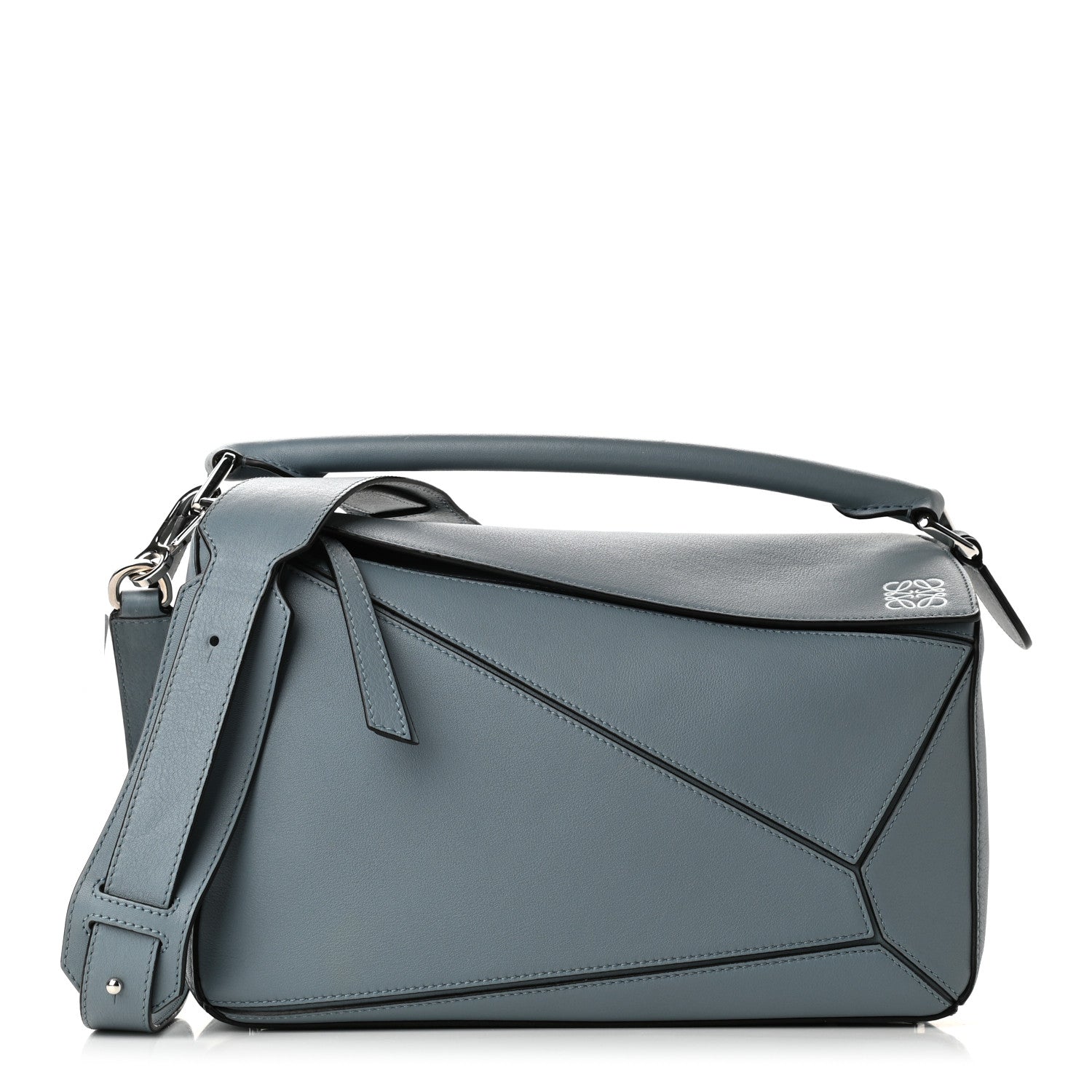 Loewe Calfskin Medium Puzzle Bag Gunmetal Light Blue 1 of 9