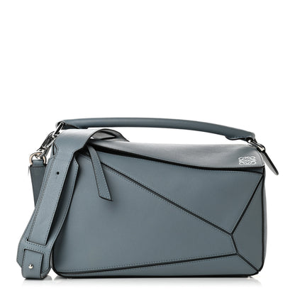 Loewe Calfskin Medium Puzzle Bag Gunmetal Light Blue 1 of 9