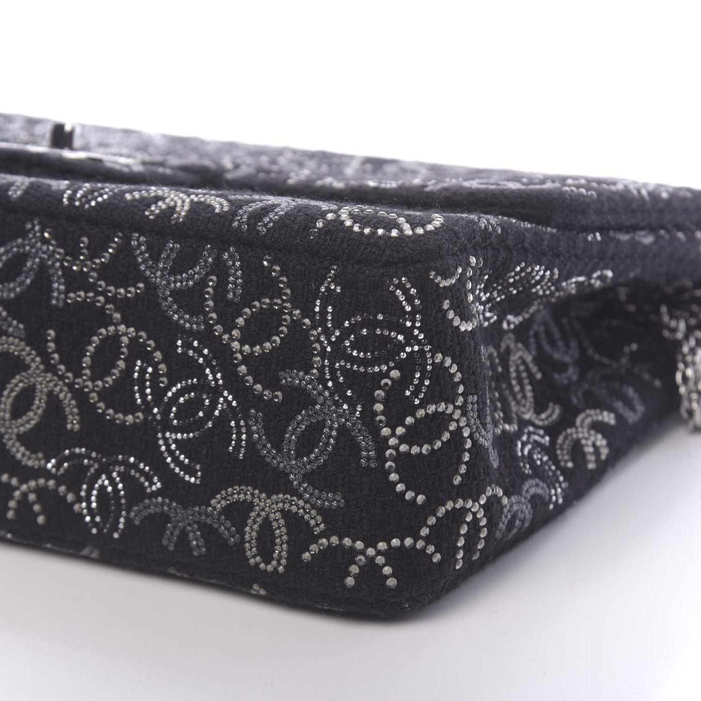 Tweed Strass Jumbo Pudong Flap Black