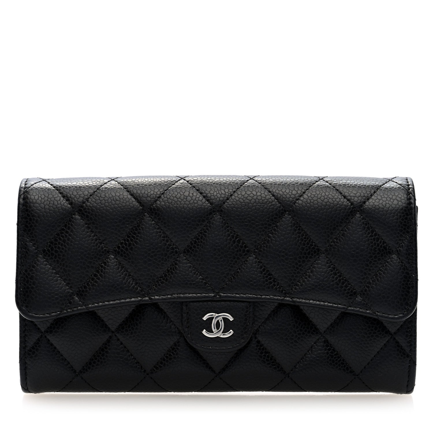 Chanel Caviar Quilted Large Gusset Flap Wallet Black 1 of 8