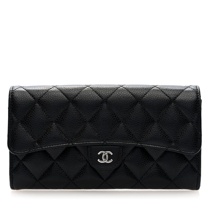 Chanel Caviar Quilted Large Gusset Flap Wallet Black 1 of 8