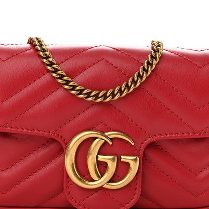 Gucci Calfskin Matelasse Super Mini GG Marmont Shoulder Bag Hibiscus Red 8 of 11