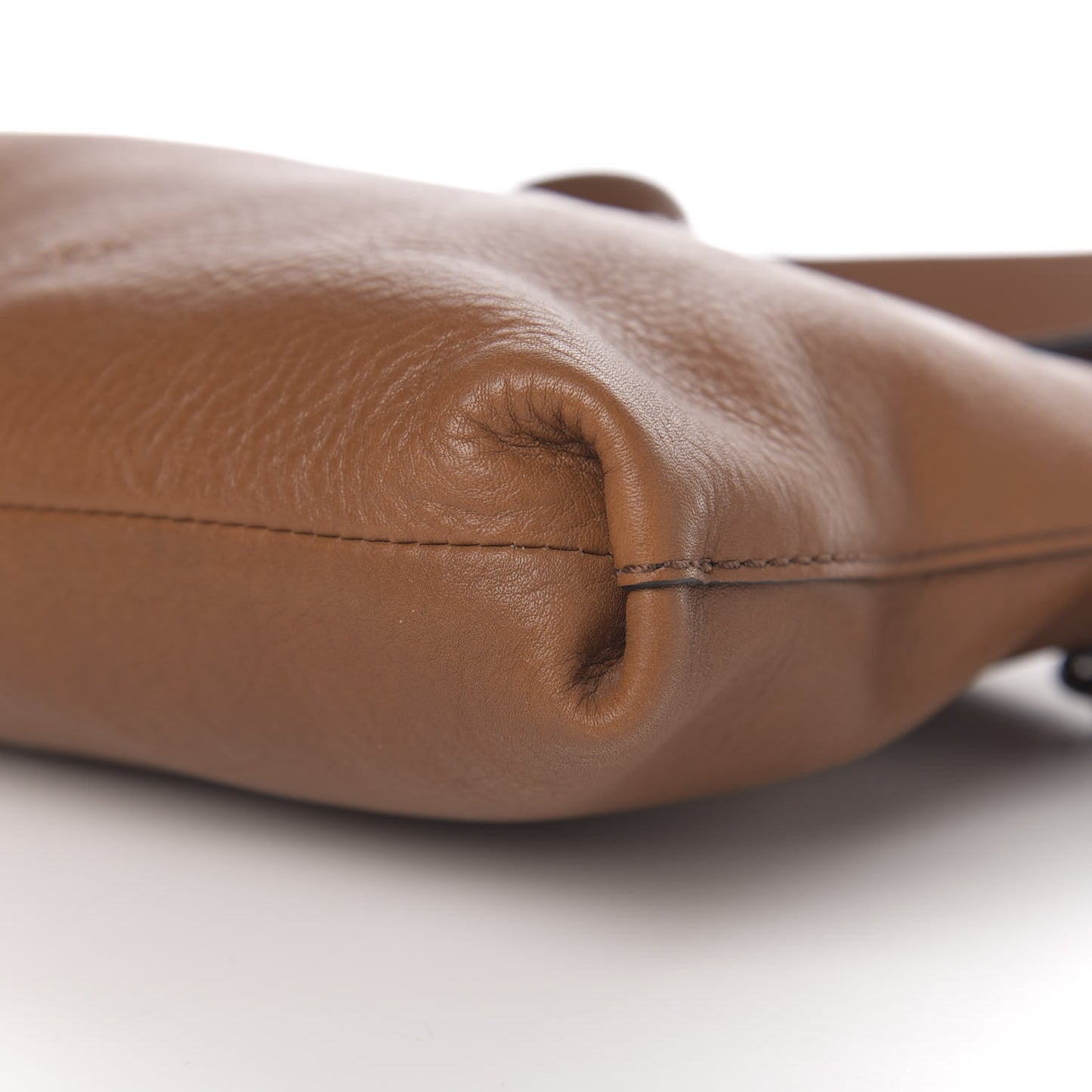 Calfskin Studded Padlock Messenger Bag Brown