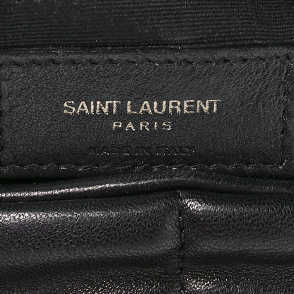 Saint Laurent Lambskin Quilted Monogram Monochrome Medium Loulou Puffer Chain Satchel Black 6 of 10