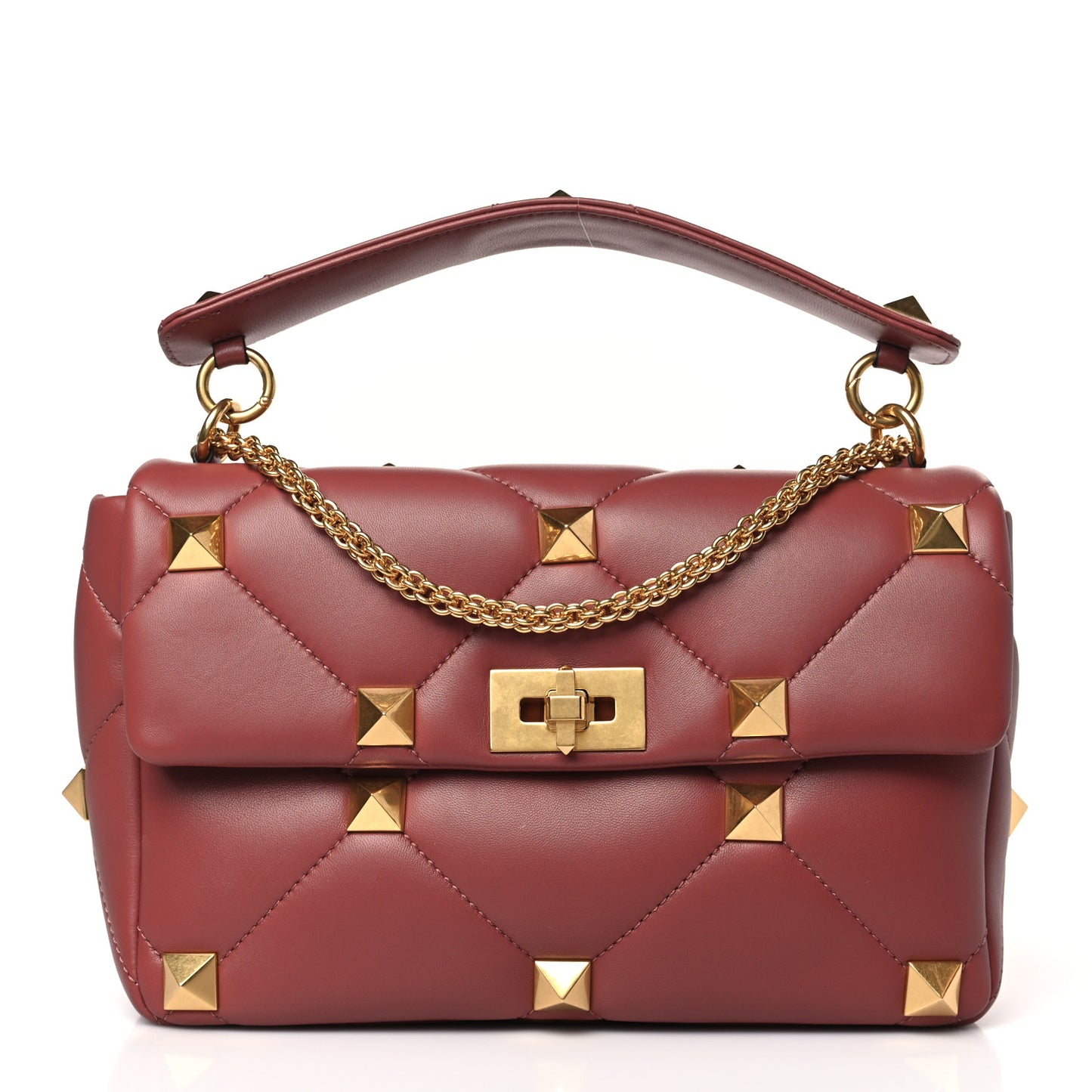 Nappa Large Roman Stud Shoulder Bag Gingerbread