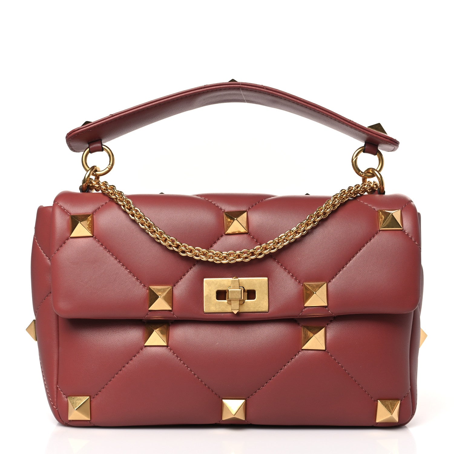 Valentino Garavani Nappa Large Roman Stud Shoulder Bag Gingerbread 1 of 8