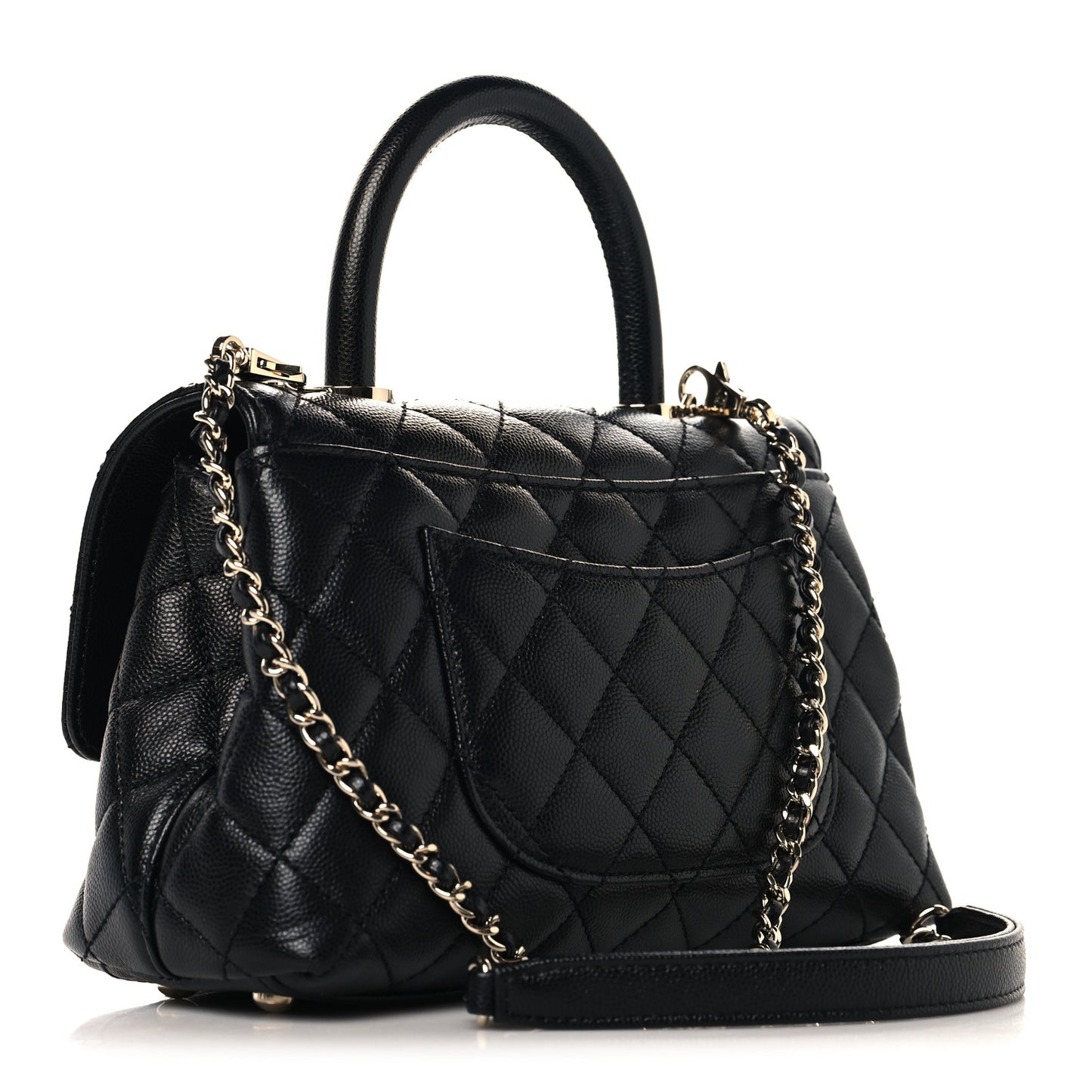 Caviar Quilted Mini Coco Handle Flap Black