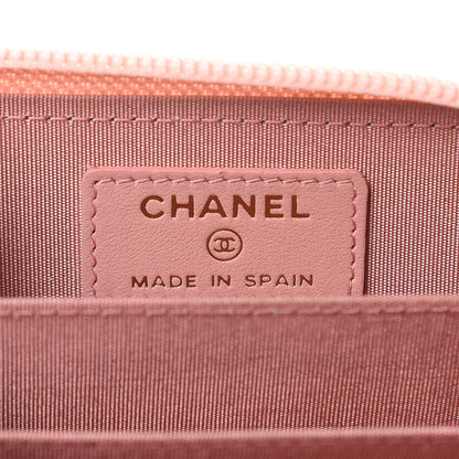 Chanel Caviar Quilted Boy Zip Around Coin Purse Wallet Light Pink 7 of 12