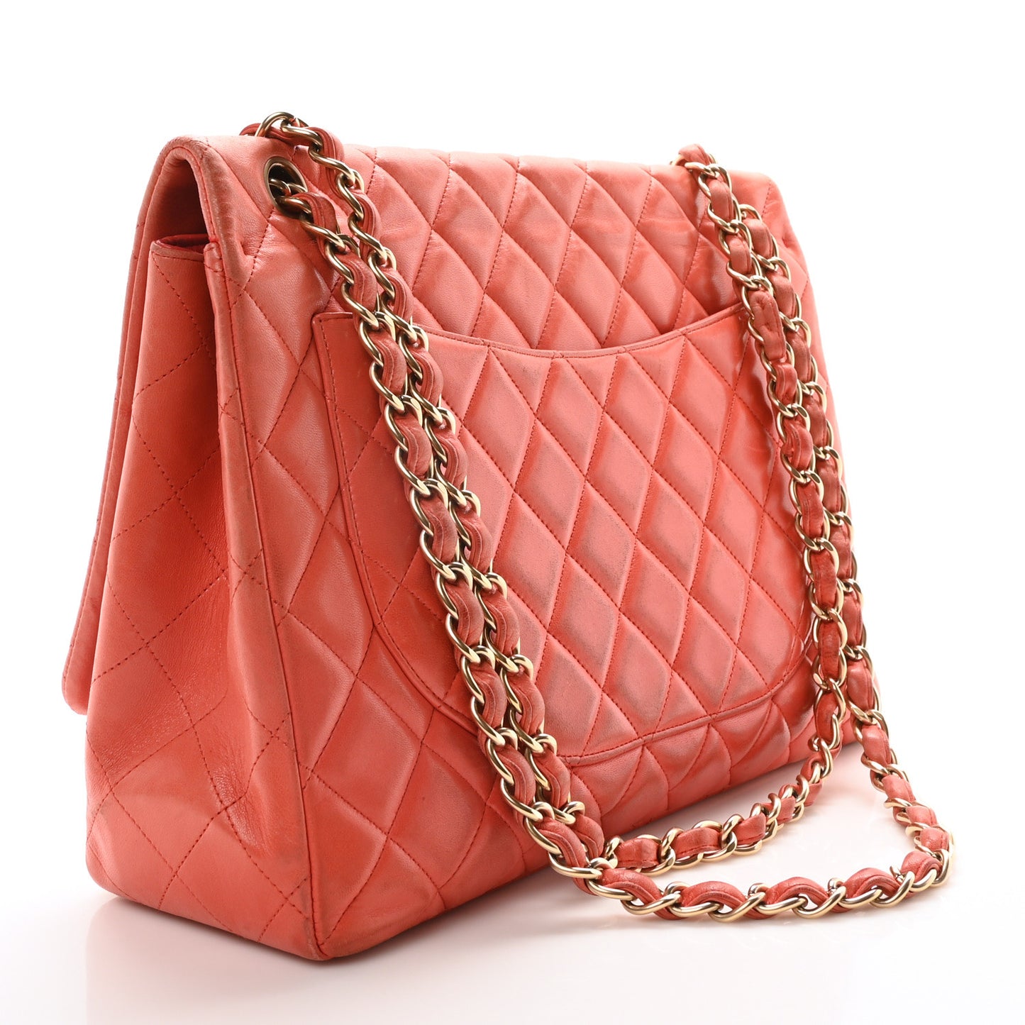 Lambskin Quilted Maxi Single Flap Red