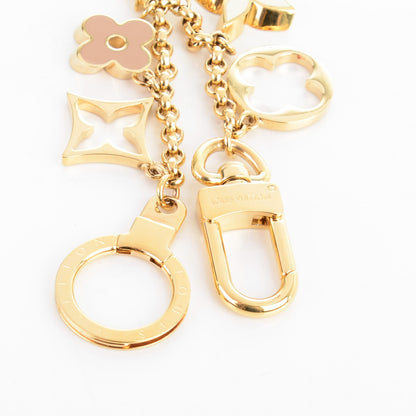 Louis Vuitton Brass Enamel Fleur De Monogram Bag Charm Chain Gold 3 of 4