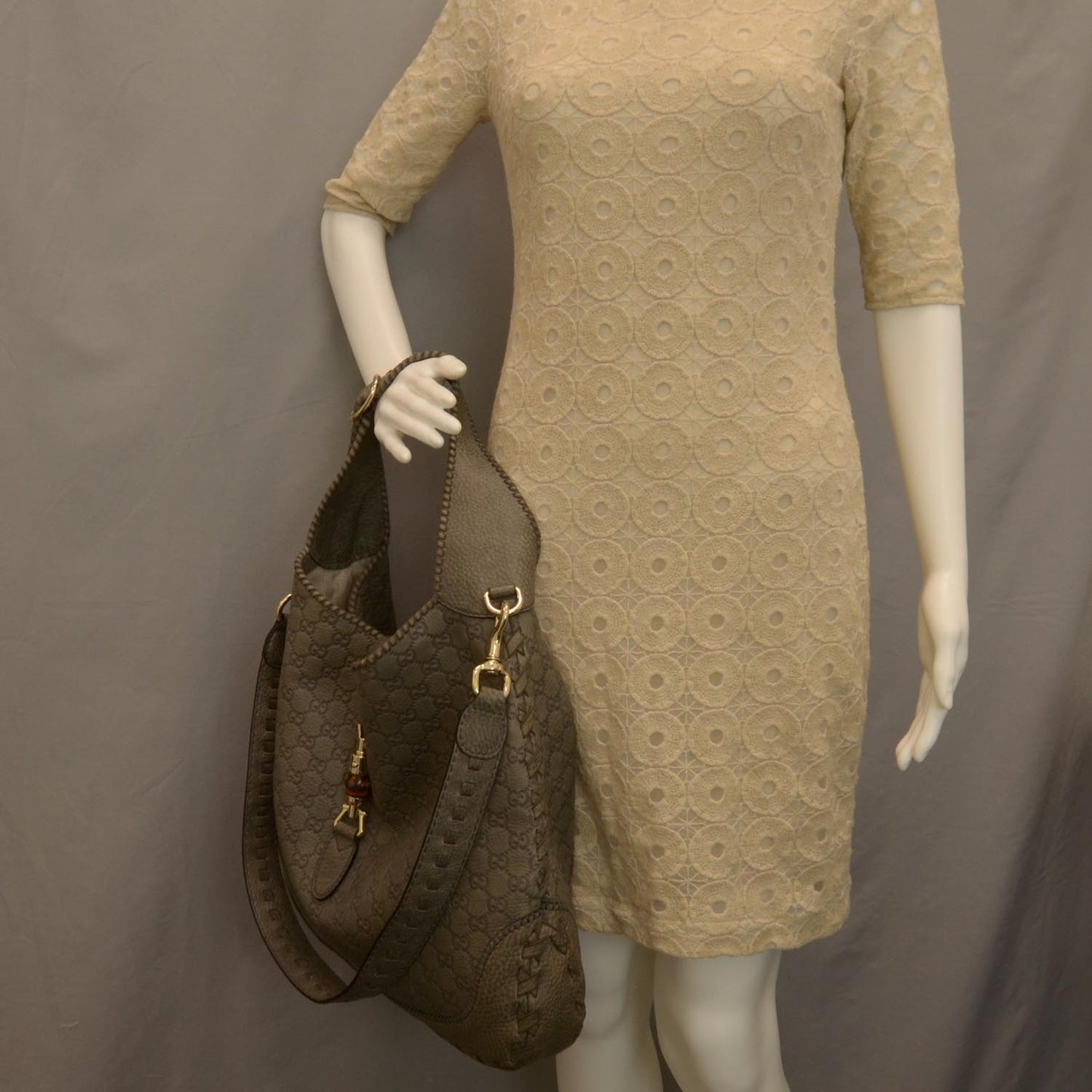 Guccissima Large New Jackie Hobo Grey