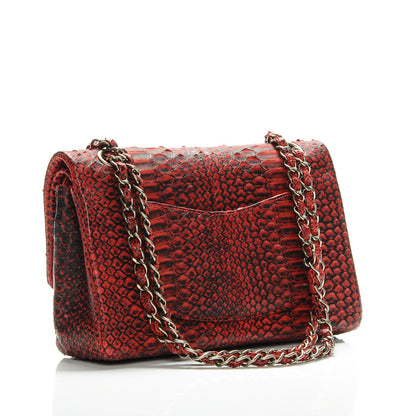 Chanel Python Medium Double Flap Red Black 3 of 7