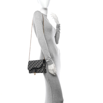 Christian Dior Oblique Saddle Chain Pouch Blue 2 of 11