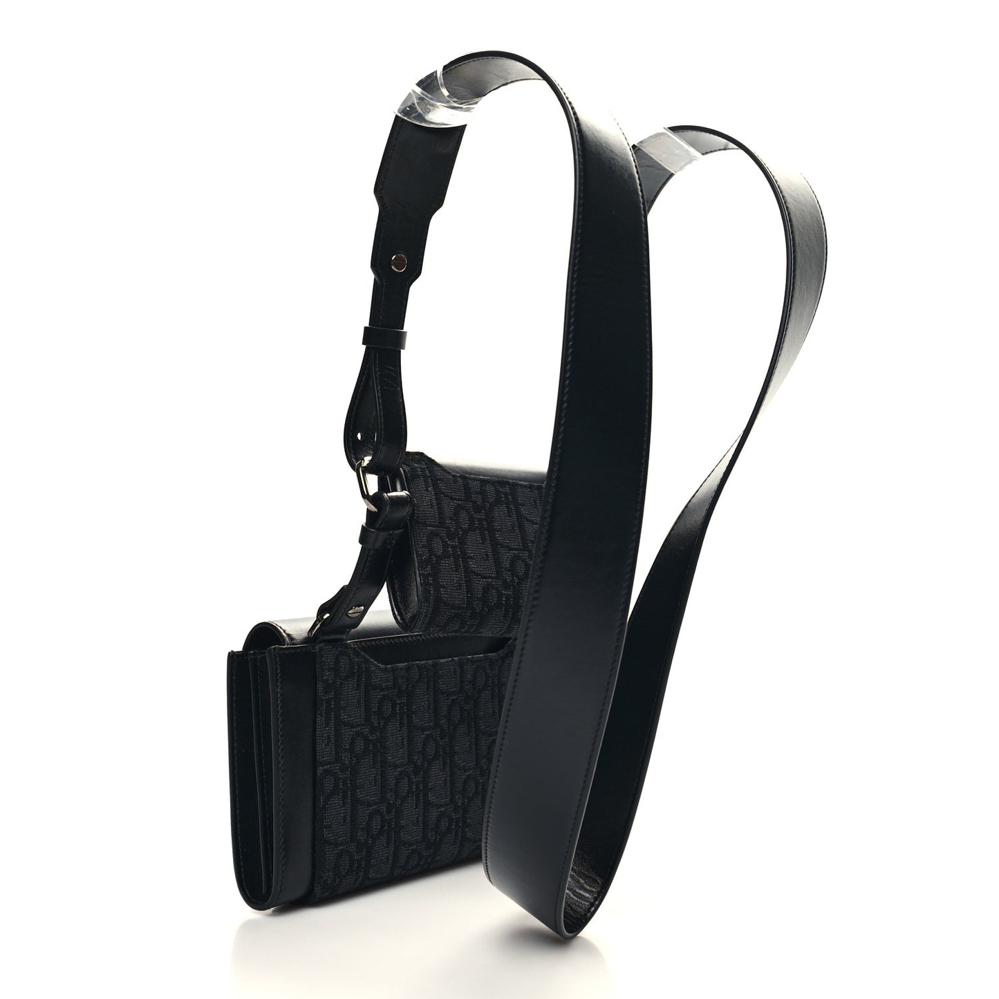 Oblique Smooth Calfskin Elite Shoulder Pouch Black