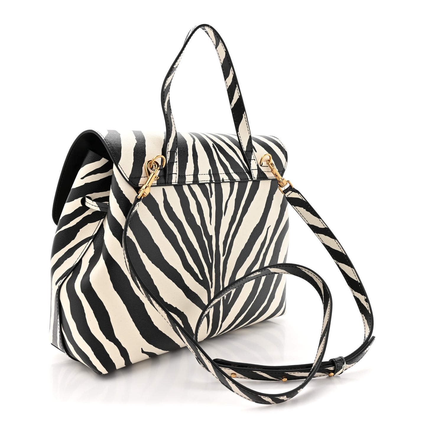 Saffiano Zebra Print Mini Lady Bag Black White