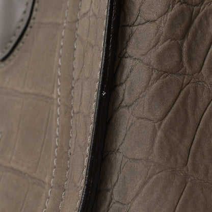 Celine Crocodile Embossed Nubuck Medium Phantom Luggage Grey 10 of 11