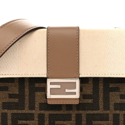 Fendi Fabric Jacquard Canvas Vitello Grace Pequin FF 1974 Baguette Belt Pouch Tobacco Moro Grezzo Sand 8 of 14