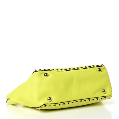 Valentino Garavani Vitello Small Rockstud Tote Yellow Fluo 4 of 12