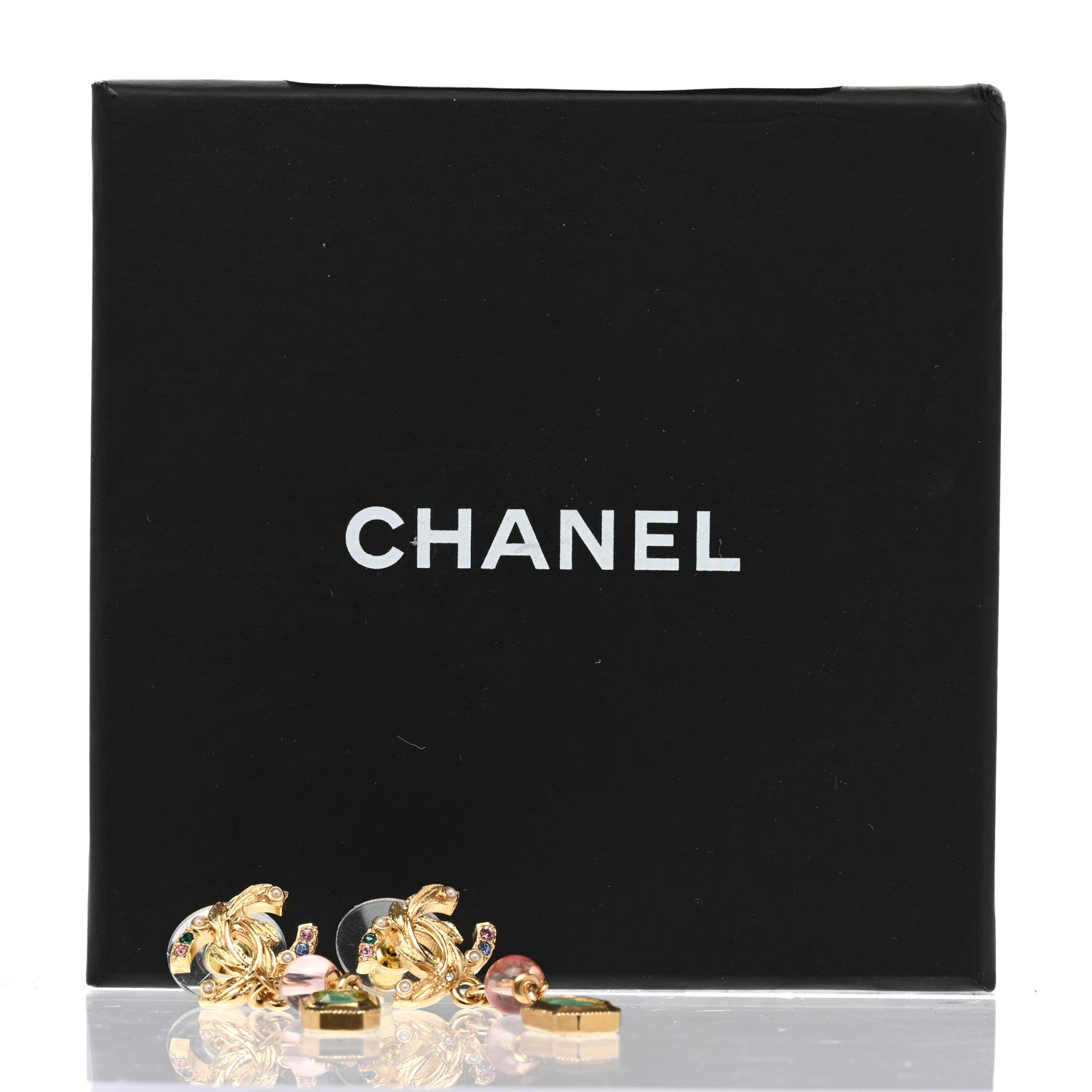 Chanel Crystal Bead CC Drop Earrings Multicolor 5 of 5
