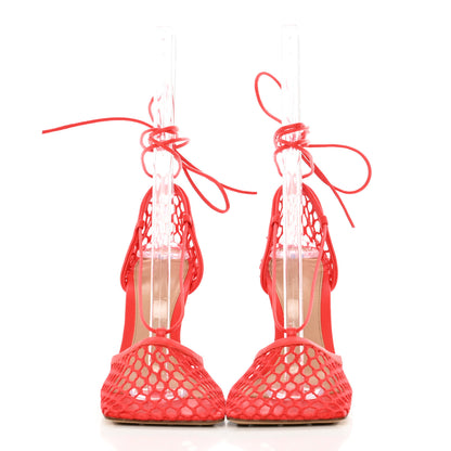 Bottega Veneta Mesh Nappa Stretch Ankle Tie Sandals 36 Tomato 2 of 13