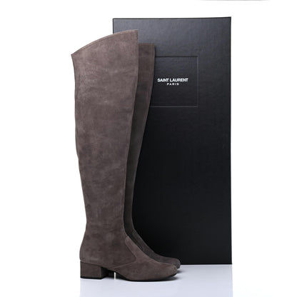 Saint Laurent Suede Babies 40 Over The Knee Boots 36 Road Grey 19 of 19