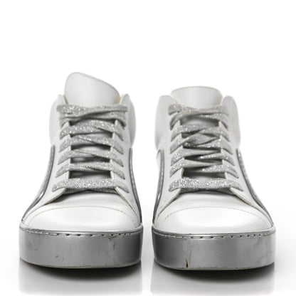 Chanel Patent Lambskin High Top Sneakers 37 White Silver 2 of 12