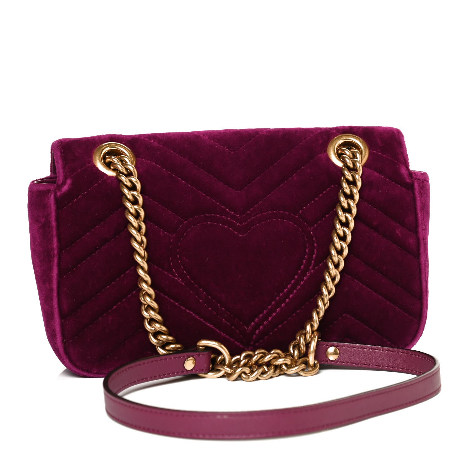 Gucci Velvet Matelasse Mini GG Marmont Shoulder Bag Fuchsia Violet Cyclamen 3 of 13