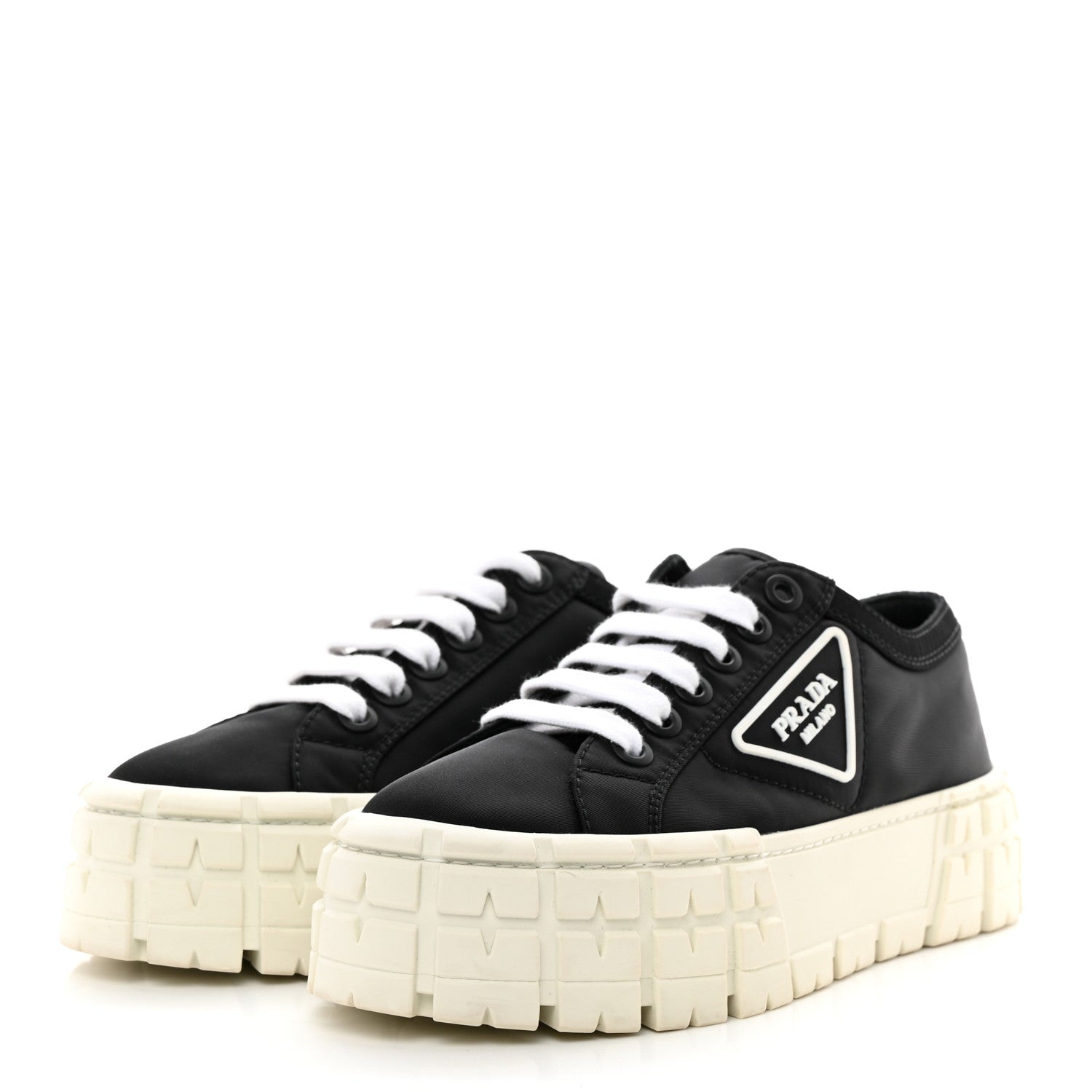 Prada Re-Nylon Gabardine Triangle Logo Double Wheel 50mm Sneakers 38 Black 3 of 8