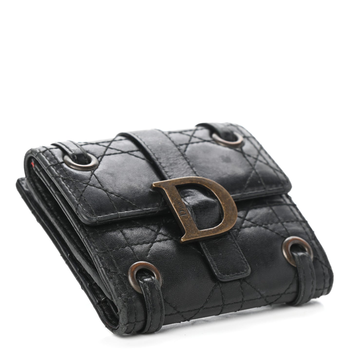 Lambskin Cannage D Flap Wallet Black