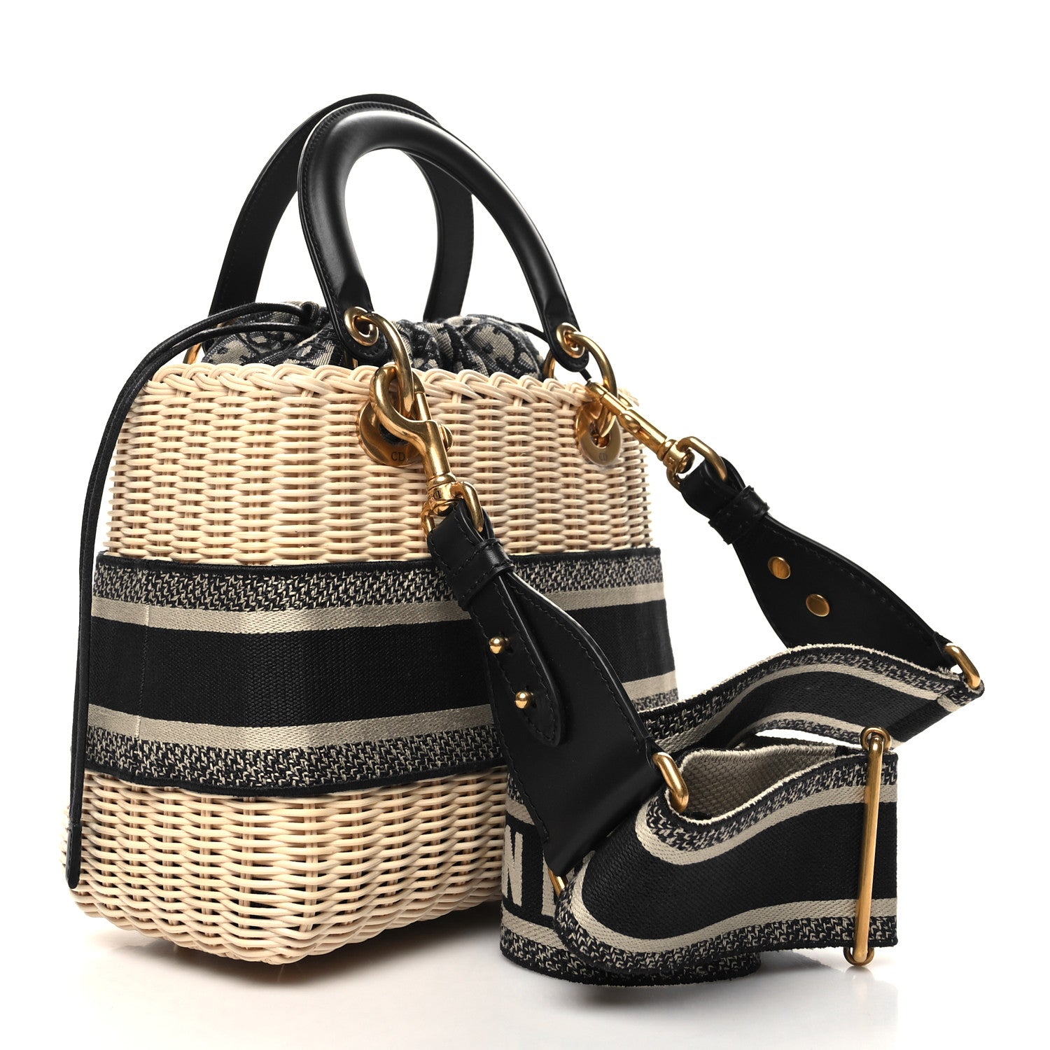 Christian Dior Wicker Oblique Medium Lady Dior Bag Blue 3 of 9