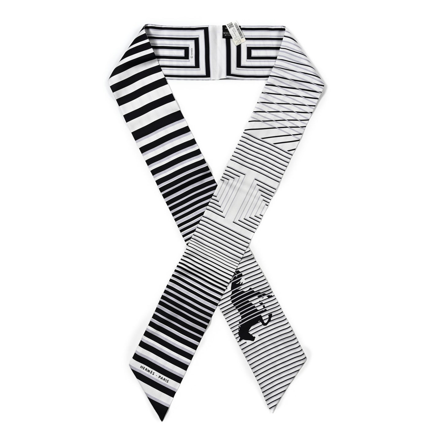 Silk H Au Galop Maxi Twilly Slim Gris Clair Black