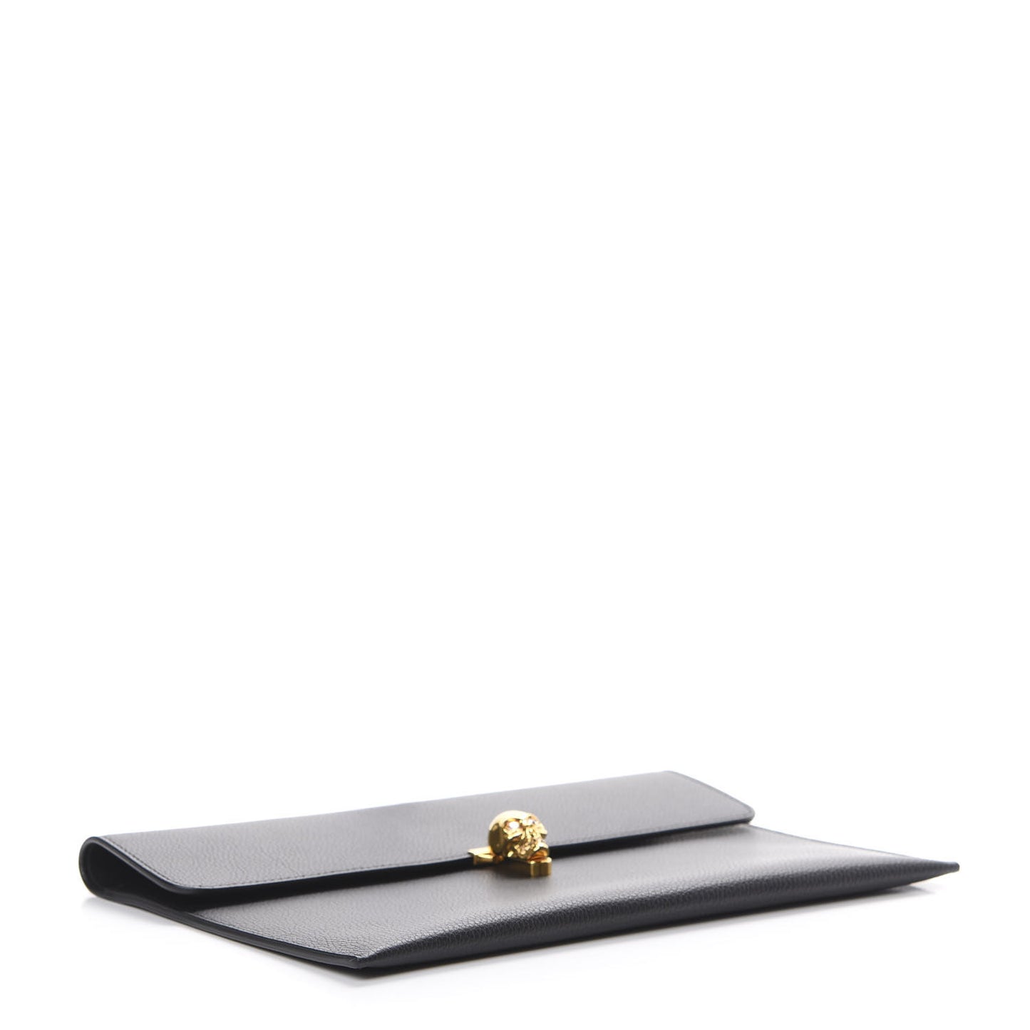 Calfskin Skull Envelope Clutch Black