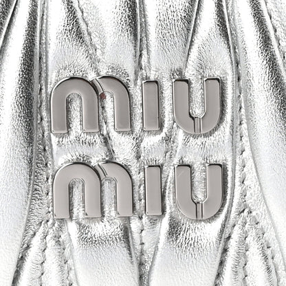 Miu Miu Metallic Nappa Matelasse Mini Wander Hobo Cromo 8 of 10