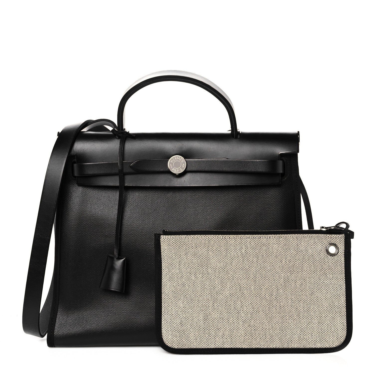 Hermes Toile H Berline Vache Hunter Herbag Zip PM 31 Black Ecru 1 of 13