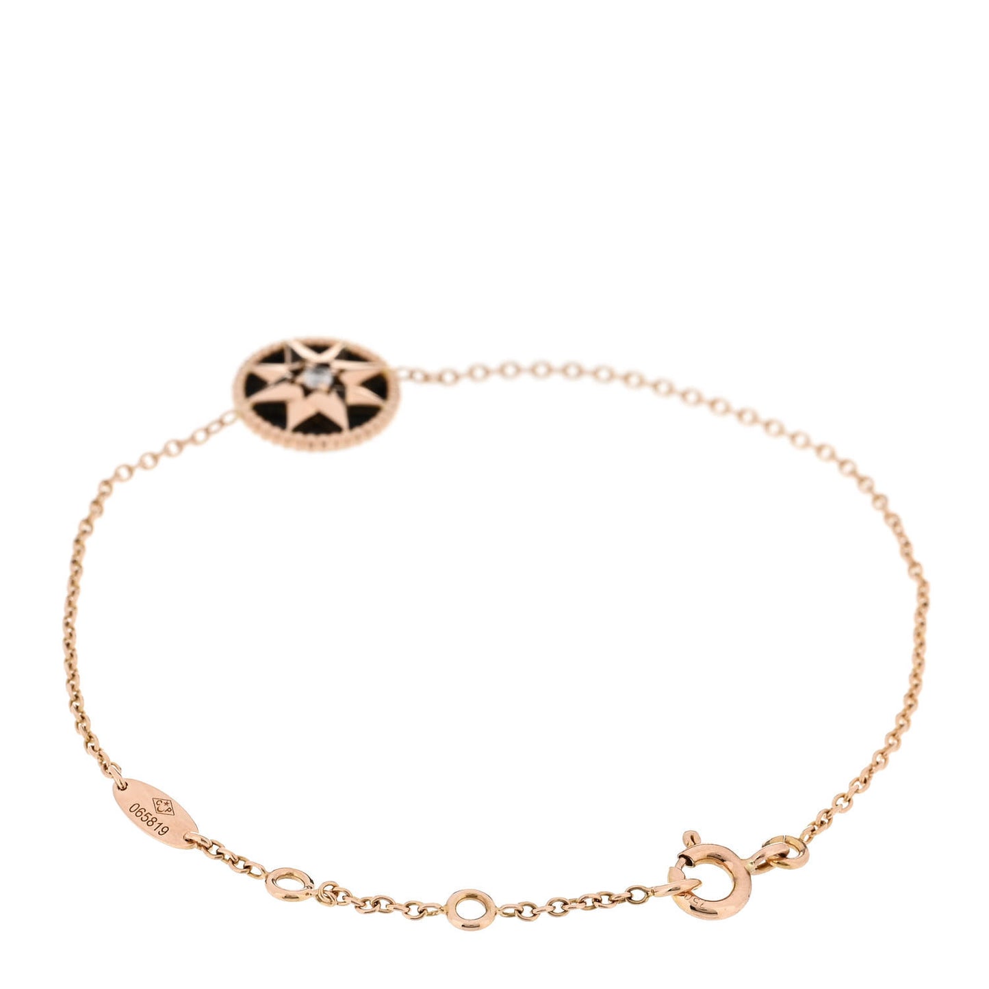18K Rose Gold Diamond Black Onyx Rose Des Vents Bracelet