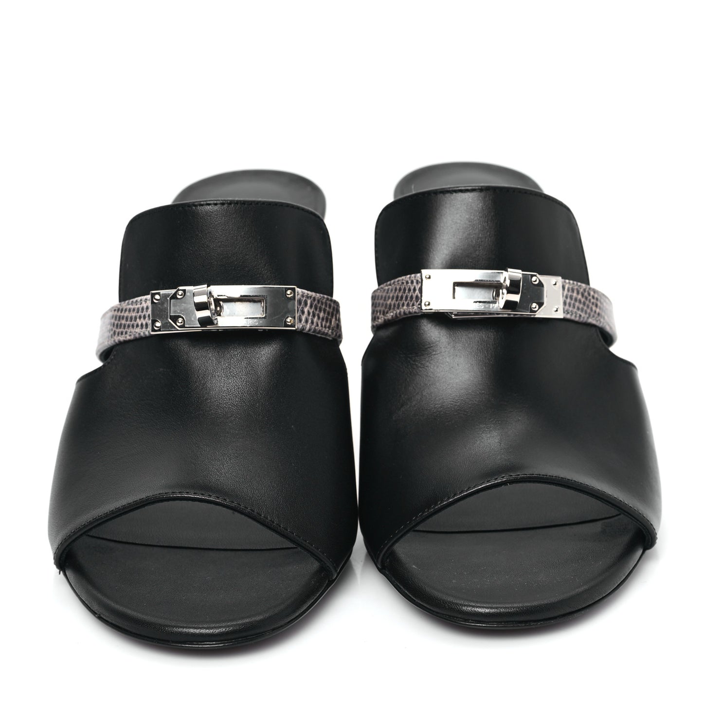 Lambskin Lizard Cute Sandals 39 Black Ombre