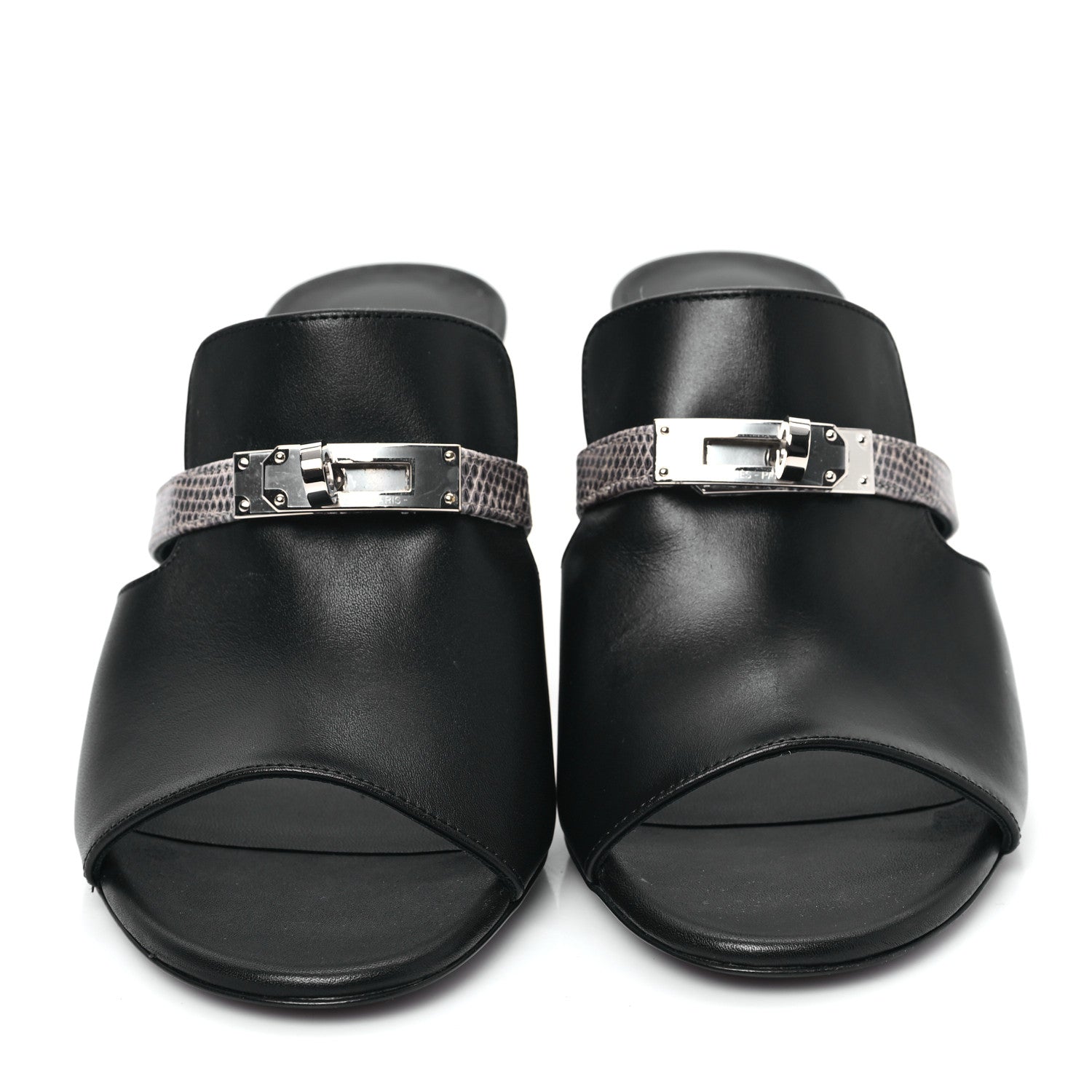 Hermes Lambskin Lizard Cute Sandals 39 Black Ombre 2 of 10